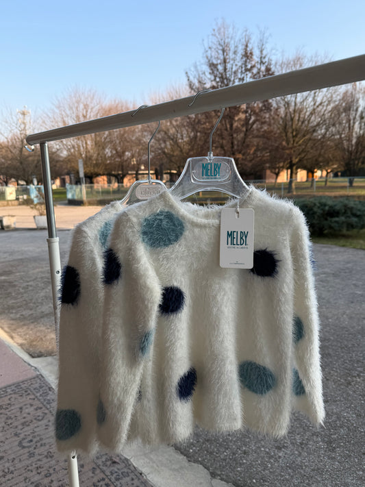 Maglione pois bianco blu